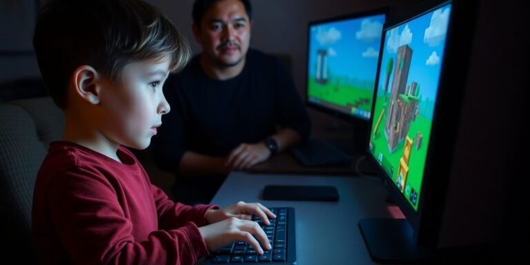 Child playing Minecraft